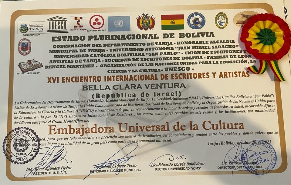 Declaración de embajadora Universal de la Cultura